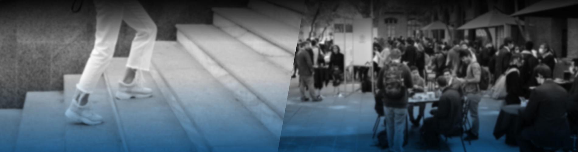 Te guiamos
En tu desarrollo profesional.
En la vinculación directa con nuestros alumnos y exalumnos.
Mujer subiendo escaleras y estudiantes conversando